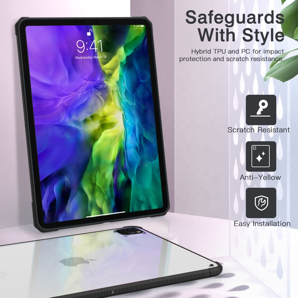 OEM factory custom ultra-thin Acrylic shockproof tablet covers tpu Anti-fall transparent case for apple ipad pro 11 2021 case