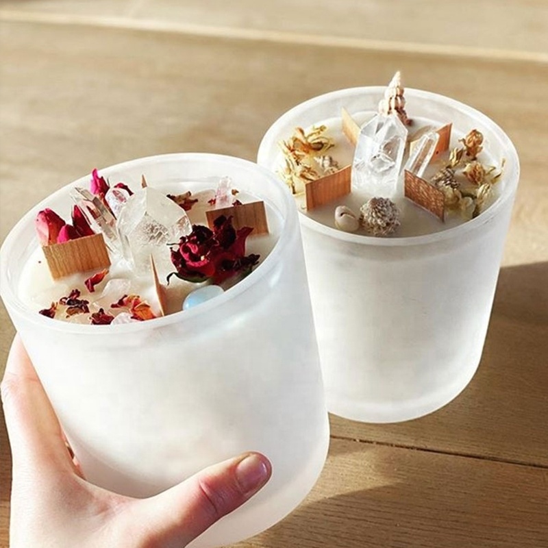 Factory wholesale Luxury Marble Shiny Logo Crystal Infused Gem Chakra Soy Wax Aromatherapy Scented Candles