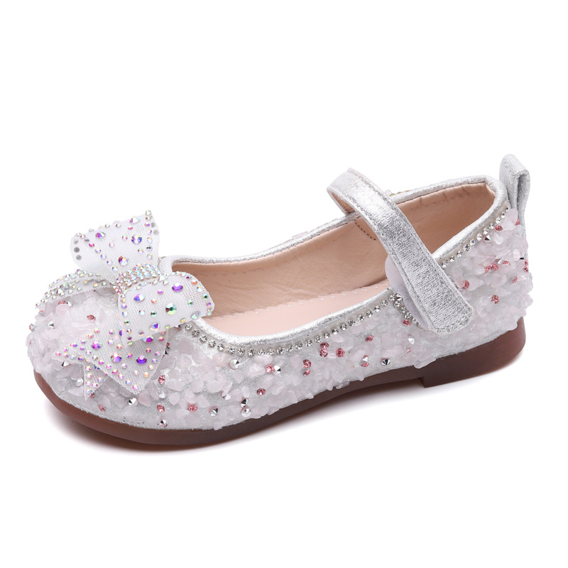 2022 Cute Pattern Dance Shoes Princess Casual Bling Rhinestone Flat Girls Kids Children Dress shoes