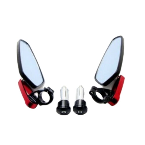 Red&Black 7/8" 22mm Motorcycle Motorbike Alloy Bar End Side Rearview Mirrors
