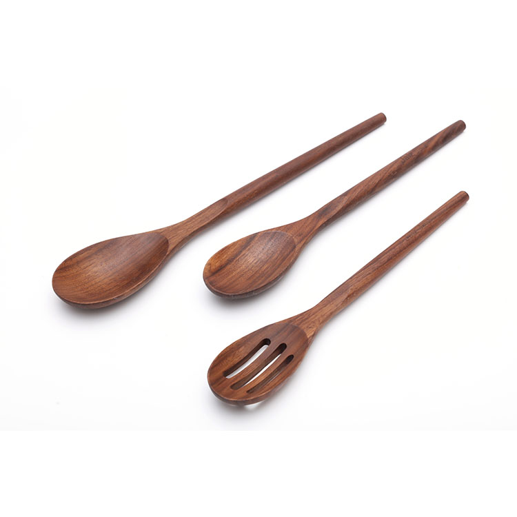 Nonstick Natural Solid Walnut Baking Salad Making Kitchen Utensil Set with 3 Spoon