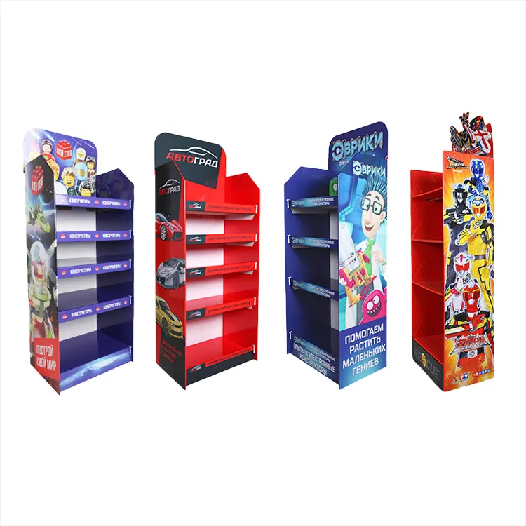 Retail shop cardboard shelf floor display counter top pop packaging corrugated supermarket shelf display racks