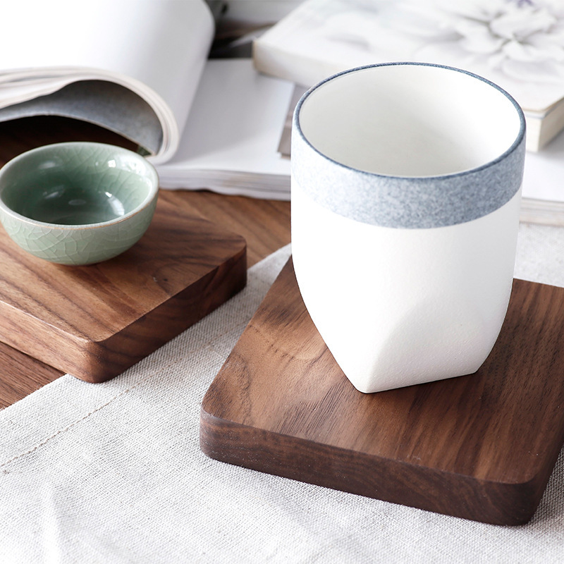 wooden crafts cup mat eco-friendly custom logo walnut cherry wood coaster