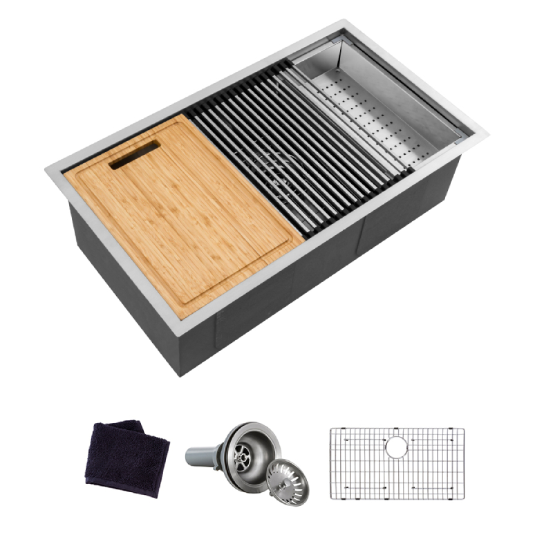 Farmhouse Sink 33 Inch Kitchen Sink Ledge Workstation Apron Front Single Bowl 18 Gauge Stainless Steel Luxury Kitchen Farm Sink