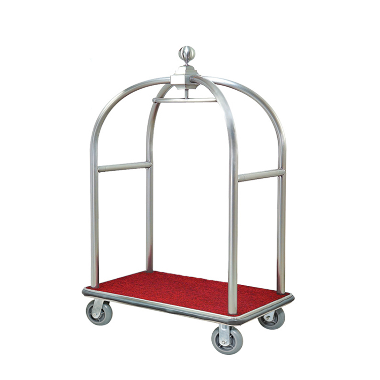 High Quality Custom Hotel Stainless Steel Birdcage Service Luggage Trolley Cart