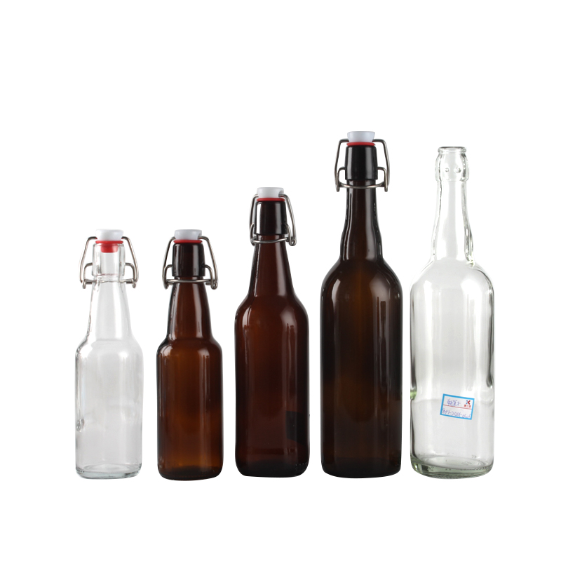 Hot Sell amber and clear 330ml Empty Glass Beer Bottle for Sparkling Wine Alcohol Juice Beverage with metal Crown Cap