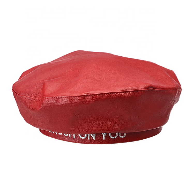 Quality 2021 moon mushroom custom embroidered ladies church designer women felt faux leather beret