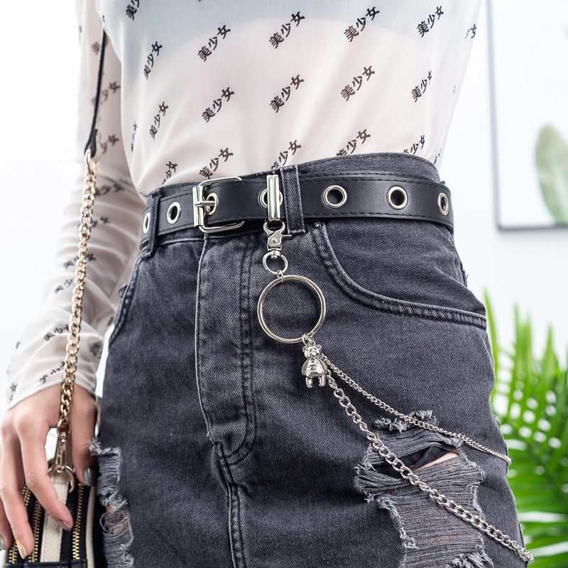 Spot punk style belt European and American metal bear accessories hanging chain decoration trousers trend belt
