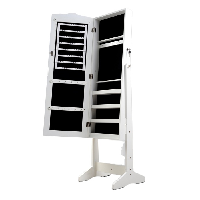 New design solid wood standing mirrored cabinet jewelry box