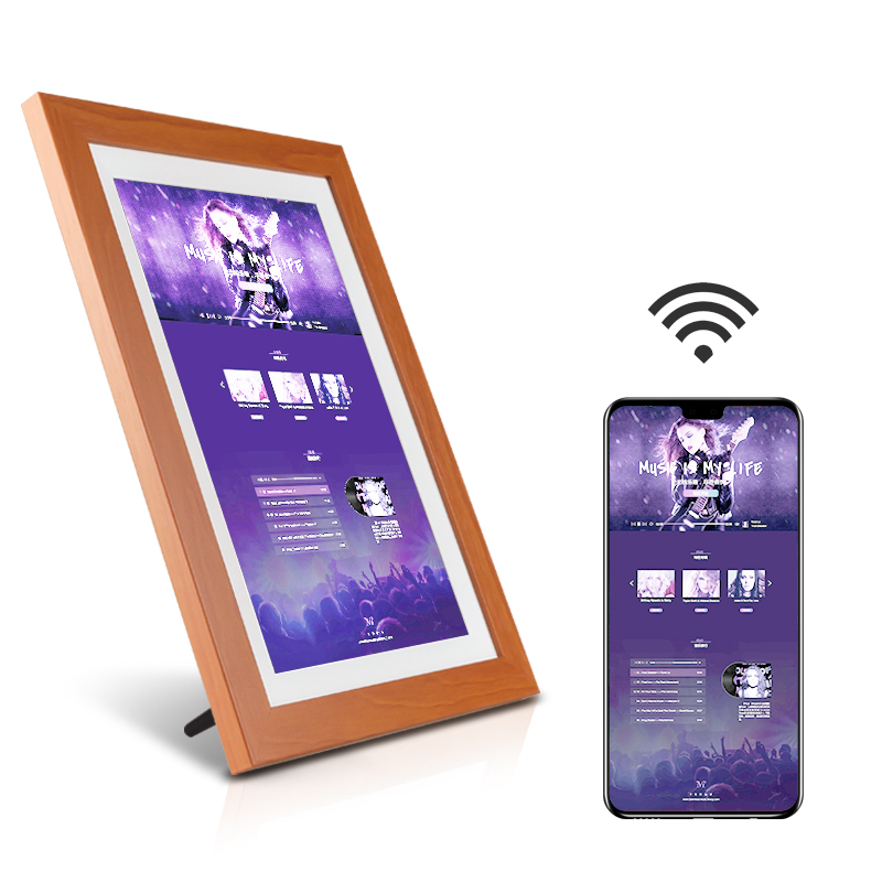 Factory price wholesale 10.1 inch digital photo frame IPS WiFi wood grain Electronic Digital Picture