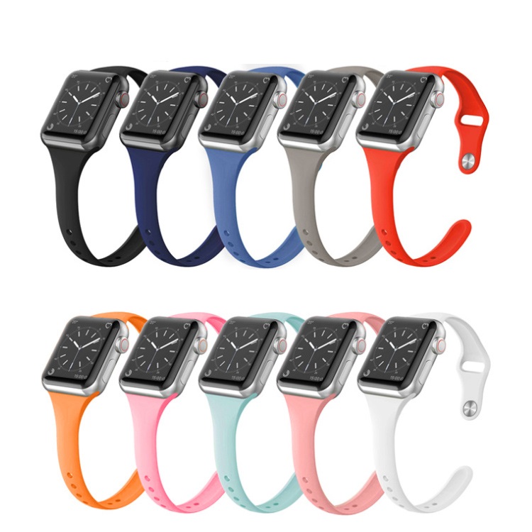 2021 Spot Goods 44MM Narrow Pure Color Silicone Strap For Apple Watch Bands iWatch Series 3/5/6/SE 40MM, iPhone Watch Band