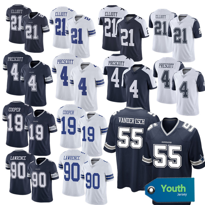 Youth Cowboys Cowboy #4 #21 #19 #90 #55 children's jersey