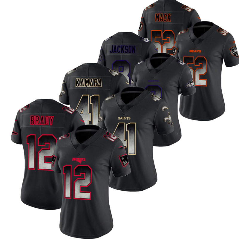 BRADY 12 # MACK 52 # JACKSON 8 # KAMARA 41 # mahome 15 # ELLIOTT, оптовая продажа, дешево, новинка 2021, женские черные свитера для регби с вентиляцией