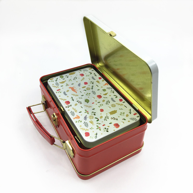 Large Capacity Rectangle Custom Printing Tin Storage Lunch Box Portable Packaging Metal Box