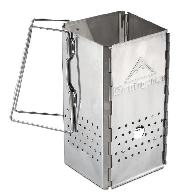 Hiking Folding Charcoal Stove Burner Grill Stainless Steel Cube Shape Portable Outdoor Home Camping Wood Burning Stove