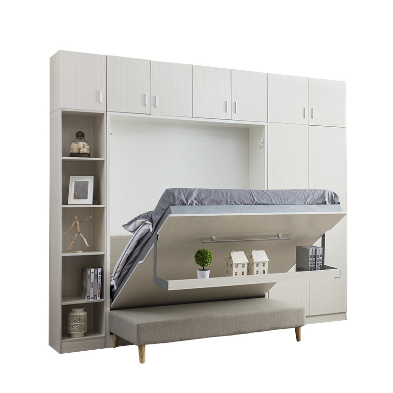 new arrival smart bedroom furniture set wood vertical murphy folding wall bed with sofa