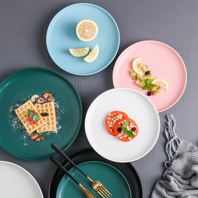 Оптовая продажа, круглые керамические плиты Dinnerwareset 10,5 дюйма матового цвета в скандинавском стиле