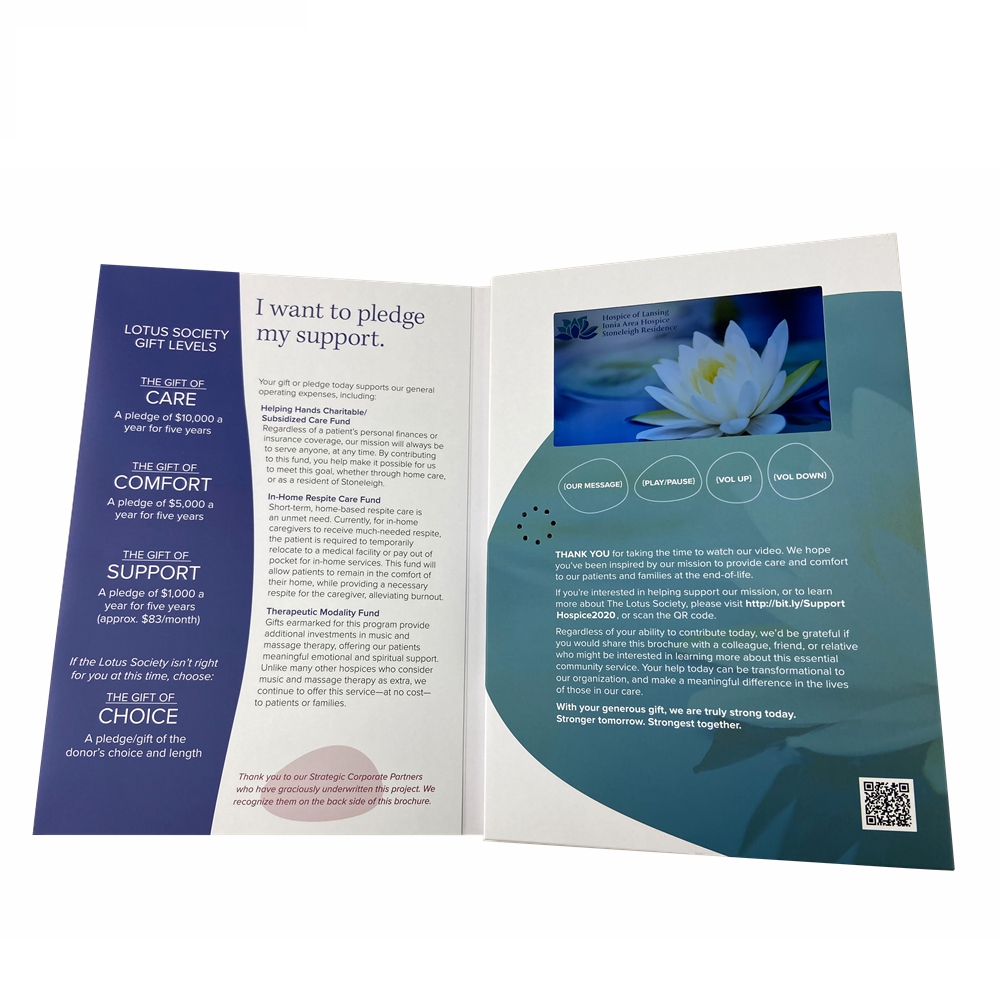 Chinese homemade digital screen 5 inch lcd screen video brochure catalog for greeting gift invitation business card marketing