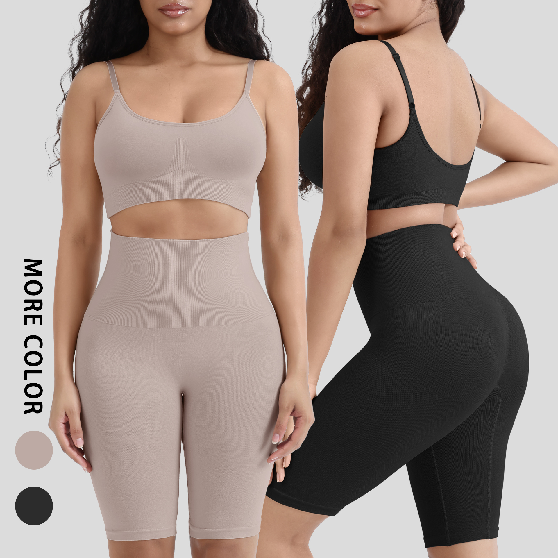 Custom Wholesale Women'S Sportswear 2 Piece Seamless Yoga Suits Gym Sets Buttery Soft Activewear High Quality Yoga Short Set