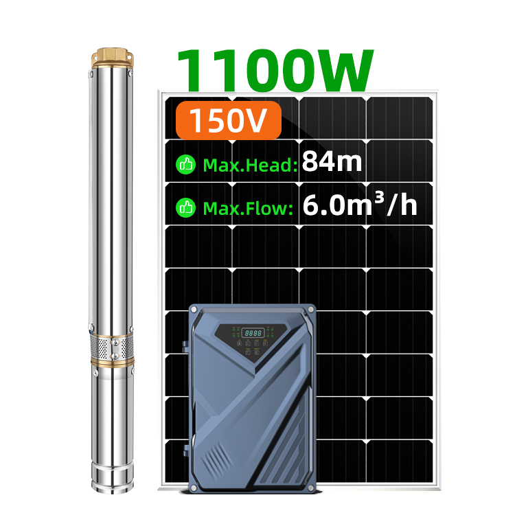 3-дюймовый 1.5HP 1100 Вт AC/DC Скважинные Насосы Солнечный ирригационный насос Солнечный скважинный насос