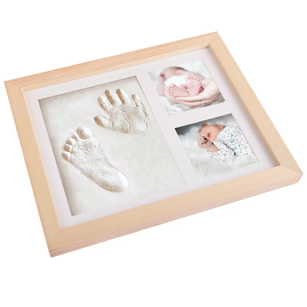 Newborn Baby Keepsake White Handprint Baby Footprint Clay Frame