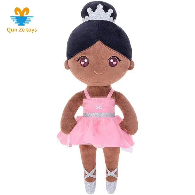 Wholesale Customized Handmade Soft Stuffed Baby Doll Gifts Black Ballet Girl Doll Rag Dolls Set for Girls