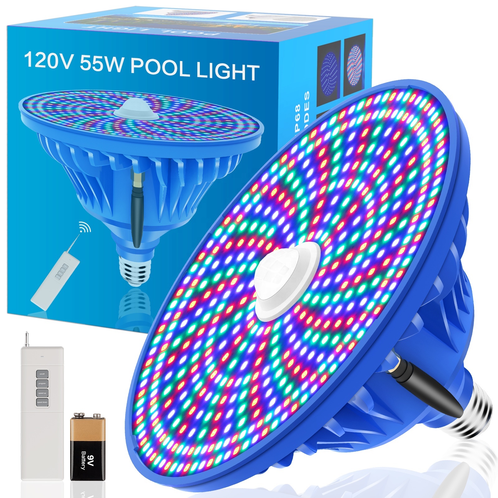 120V 55W Underwater Pool Led Light Color Changing Swimming Pool Light
