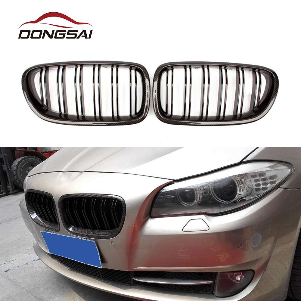 Двойная решетка из углеродного волокна + ABS гриль для BMW 5 серии F10/F11/F18 2010-2017 Автомобильная передняя решетка