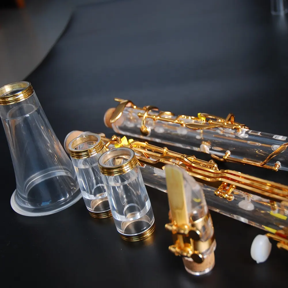 Transparent acrylic tube body clarinet G gold - plated key instrument