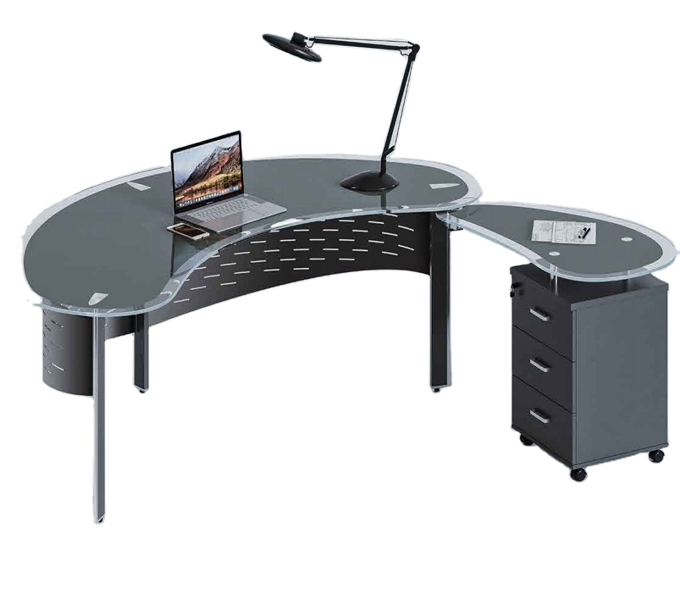 Creative Design High End Glass Desk Study Table and Chair Glass Top Desk