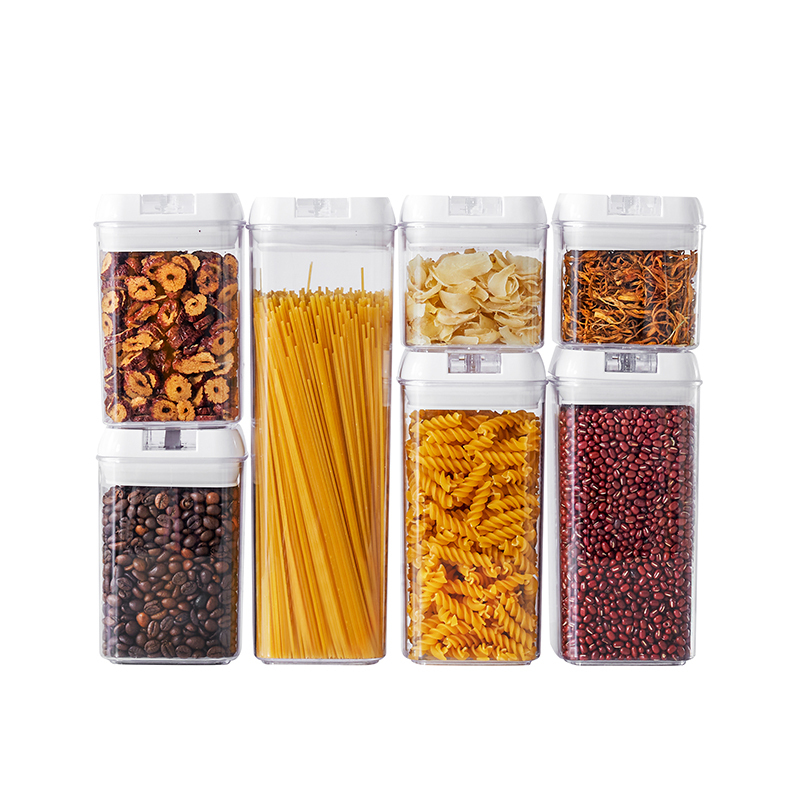 7 Pieces Set Kitchen Storage Containers BPA Free Keep Food Fresh Plastic Food Spice Jars Canister Sets With Airtight Lid