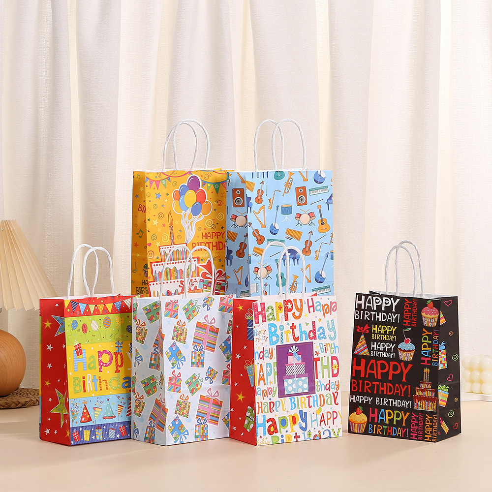 Colorful Happy Birthday Gift Bags Small Birthday Gift Bags with Handles For Kids Birthday Party Decoration
