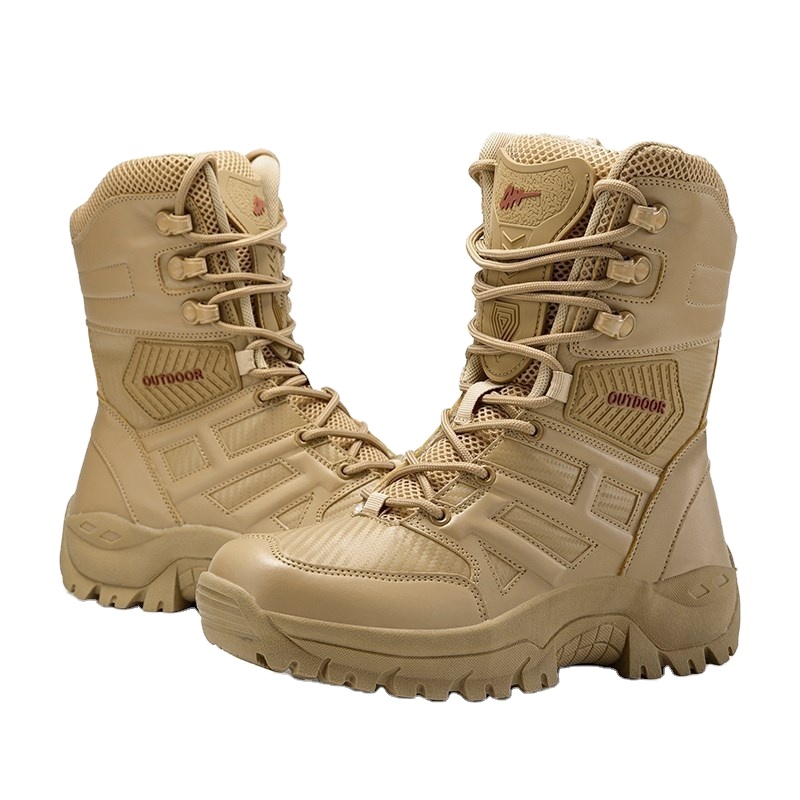 Khaki Army Work Tactical Combat Hiking Shoes Military Desert Boots For Men