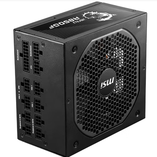 Блок питания MSI MPG Серии A850GF (PSU): 850 Вт, полностью модульный, 80 плюс Золотой сертификат, 10 лет гарантии на ПК