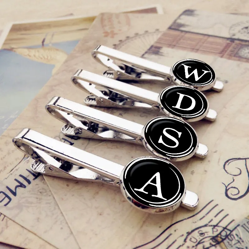 Custom Personality Men Tie Stainless Steel Simple Letter Clip On Tie Jewelry Fashion Accessories Gentleman Silver Tie Clip Gift