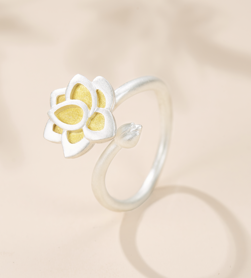 Ladies Rings Silver 24k Plated Jewelry Girl Colorful Engagement Rainbow Eternity Lotus Ring Women Ring