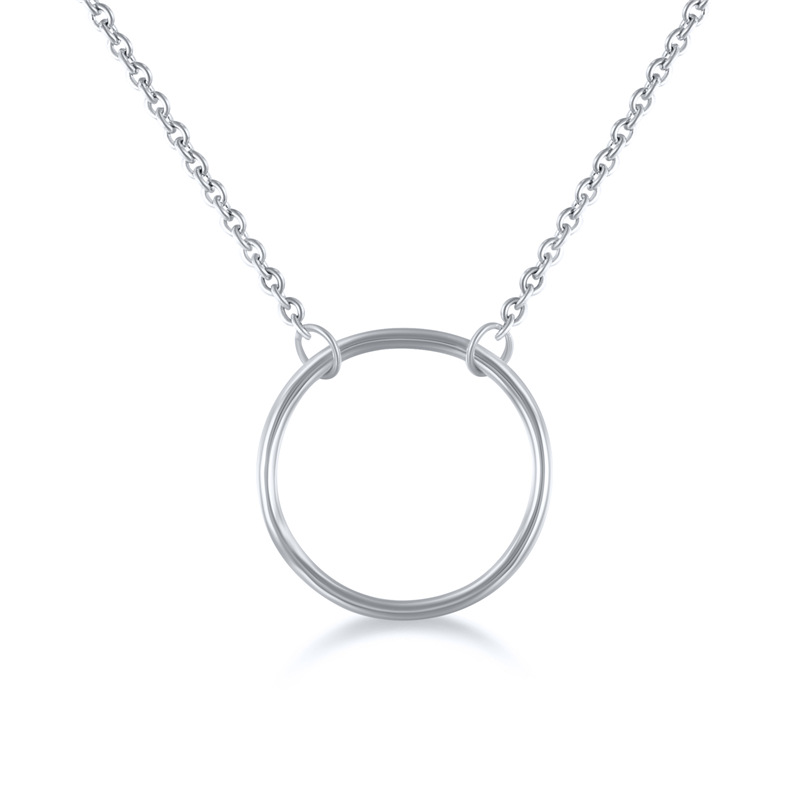 925 Sterling Silver Necklaces 14 K Gold Solid Choker Charm Design Women Minimalist Chain Necklaces Ring Round Gold