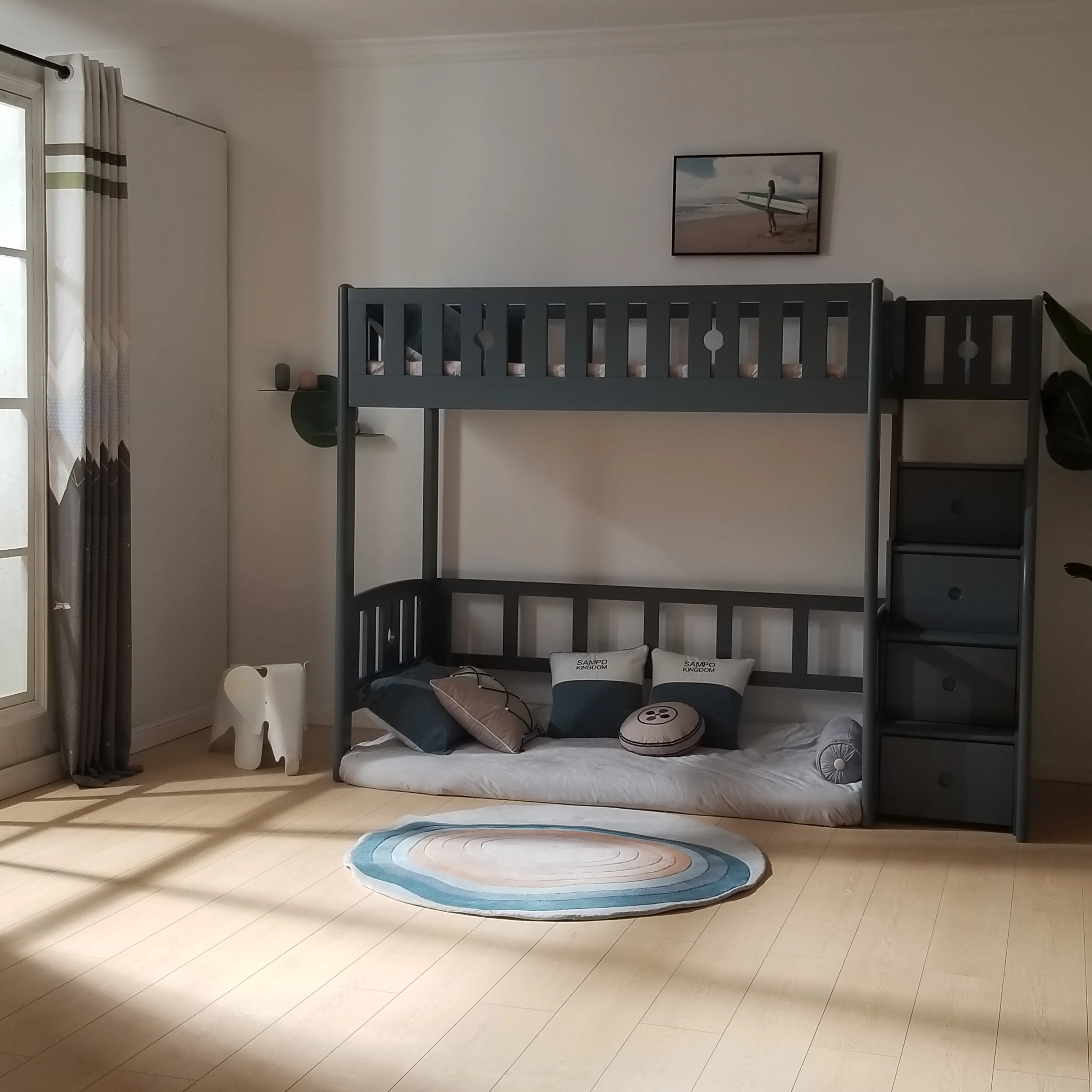 kids bedroom furniture functional bed with storage for children SAMPO KINGDOM