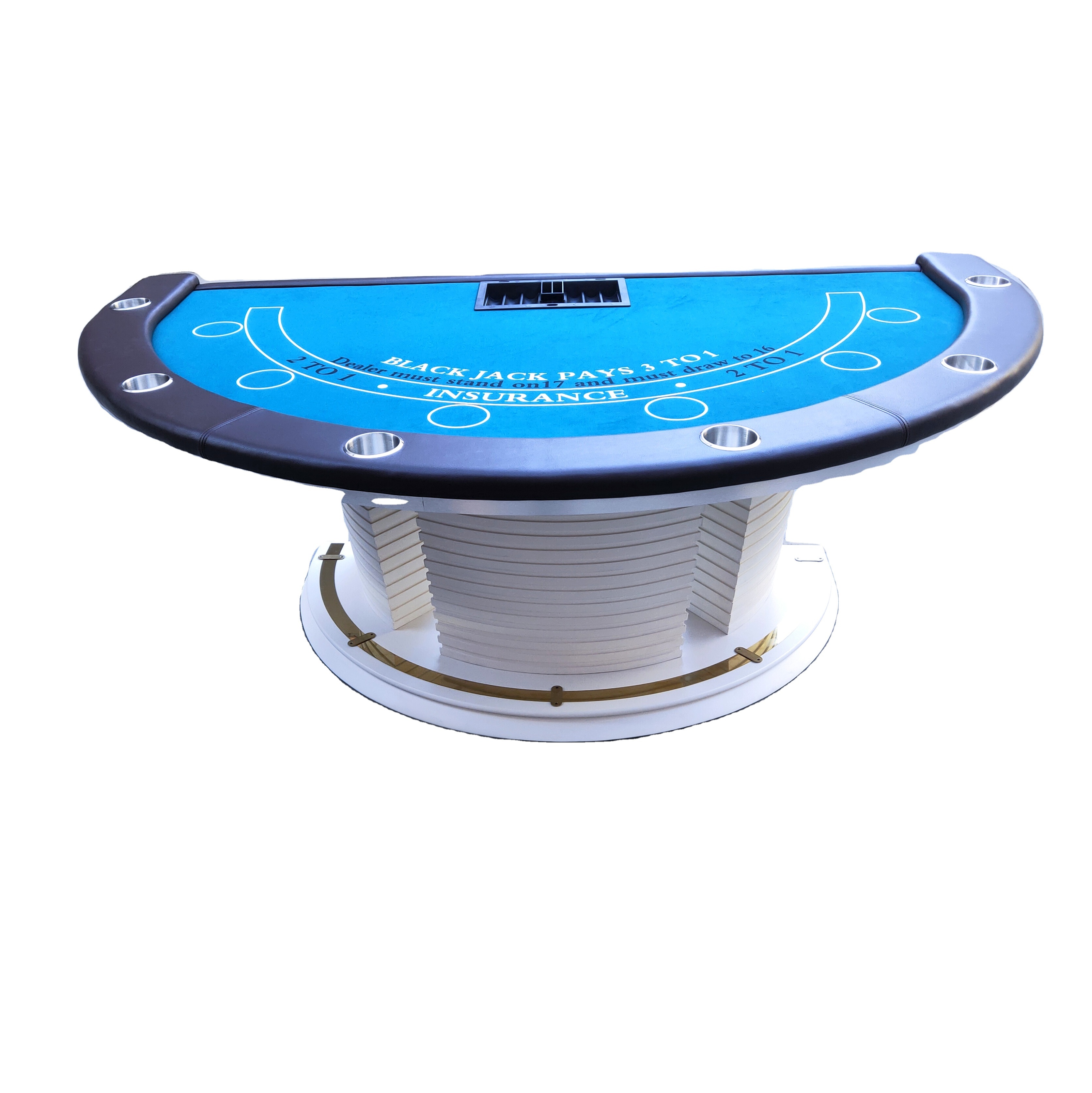 Texas Hold 'em Poker Table Blackjack Table Casino Club with LED Lights on the Table Side