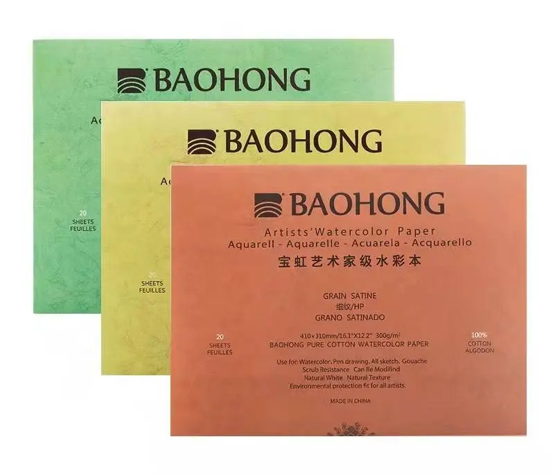 20 sheets Baohong professional artist 100% cotton watercolor paper textured pad for painting art supplies