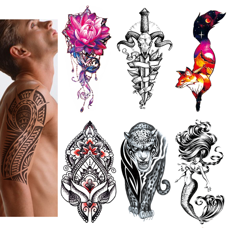 New Design 3D Semi Permanent Body Tatoo Sticker Full Arm Tattoo Sleeve Body Art Water Transfer