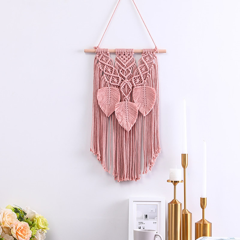 Colorful Macrame Woven Wall Hanging with Tassles Decor Modern Chic Cotton Wall Art Tapestry Decoration