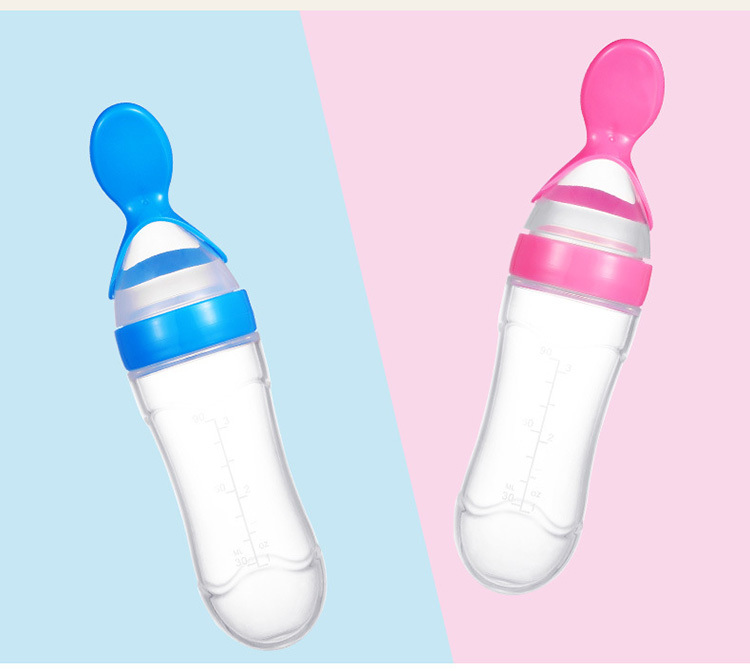 Baby food feeder Training Silicone Rice Paste Squeeze Bottle with Spoon Children's Supplementary feeding Bottle