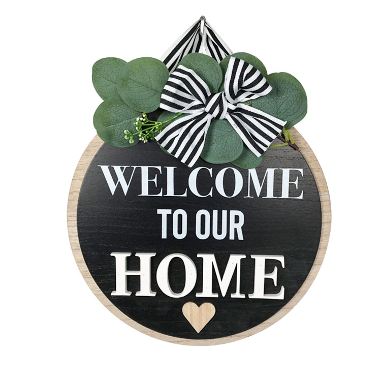 Wood home wall decor round door hanging decor welcome sign decor door