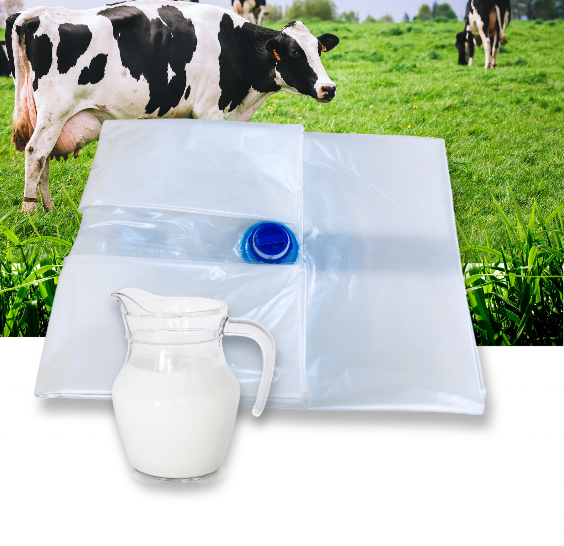Large size eco-friendly food grade three-layer nylon composite bag with milk
