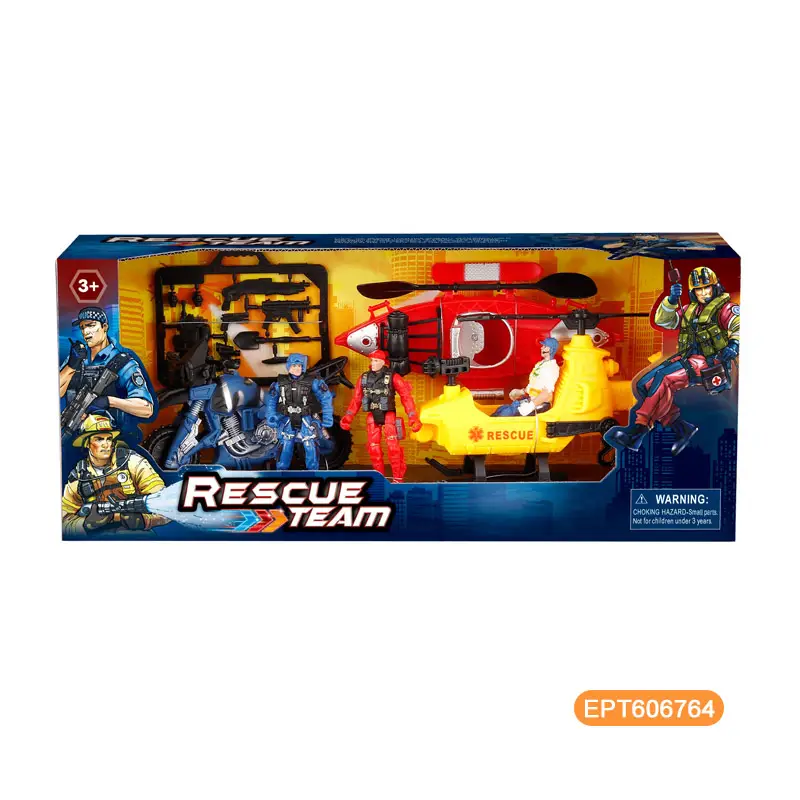 EPT Rescue Team Police Fire Ambulance Protection Set Soldier City Series Weapons Military Vehicles Action Figures Toys Play