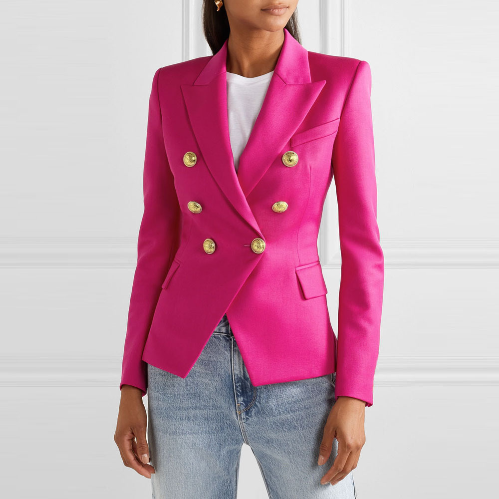 European and American New Fashion Women's Clothes Coat 2021 Autumn and Winter Houndstooth Short Double Breasted Suit