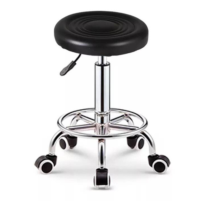 Furui high Quality PU Leather Red Color Round Bar Stools Chair With Footrest High Bar Chairs lab furniture