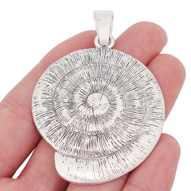Antique Silver Large Swirl Spiral Snail Charms Pendants fit Jewelry Necklace Making Findings 71x48mm