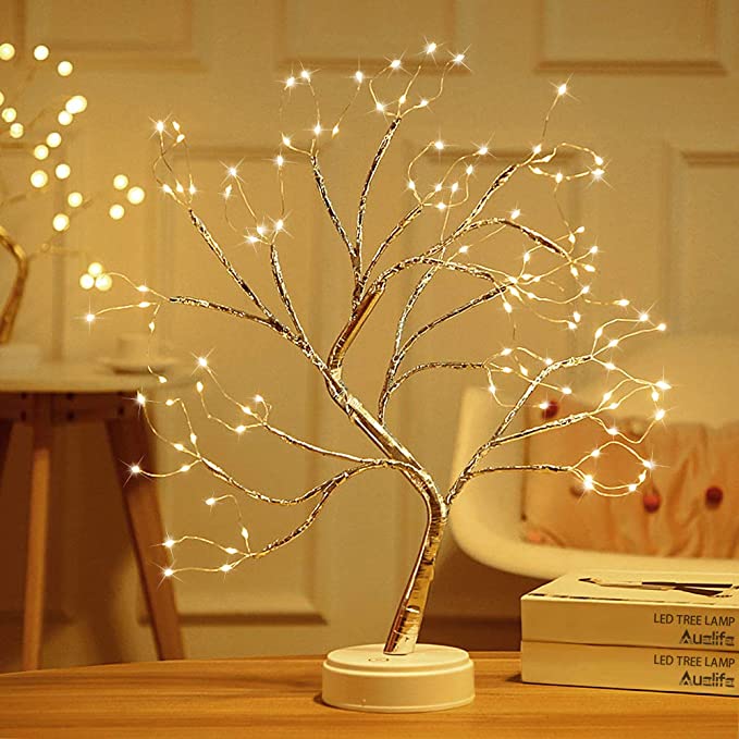 108 LED Touch Mode Copper Wire Tree Branch Night Lights USB & Battery Powered Table Lamp for Home Bar Decoration